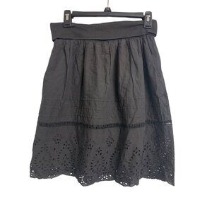 S.R. Fashion 100% Cotton Eyelet A Line Black Skirt Size S